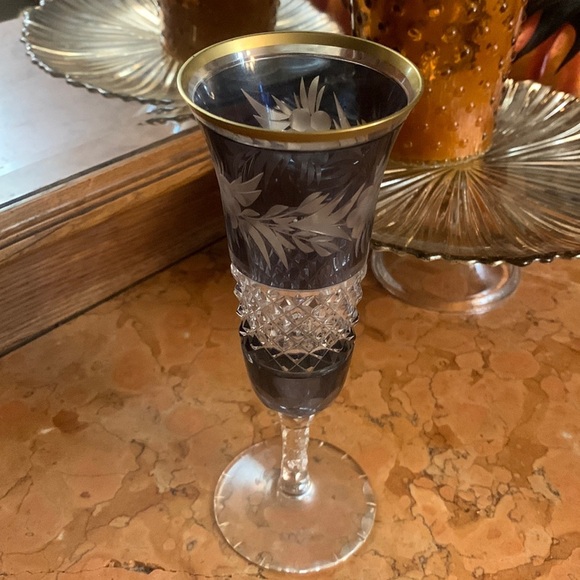 Ebeling & Reuss Marchioness Sapphire Cut to Clear Crystal Champagne Fluted Glass - Picture 1 of 5